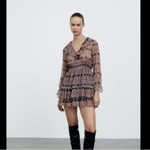 ZARA METALLIC THREAD PRINTED DRESS Small